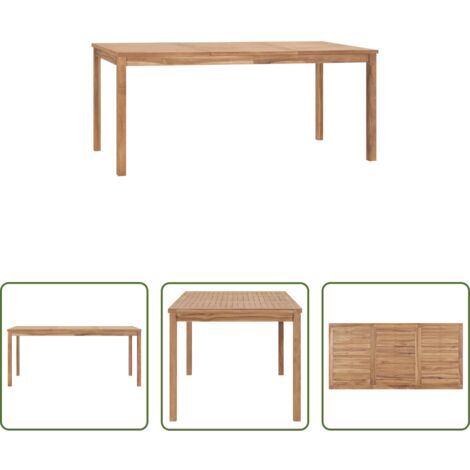 vidaXL Mesa de comedor -  Mesa de comedor de jardín madera maciza de teca 180x90x77 cm