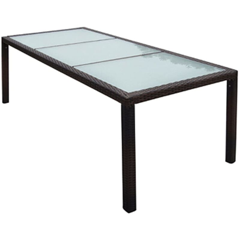 

vidaXL Mesa de Jardín Ratán Sintético y Vidrio Marrón 190x90x75 cm - Marrón