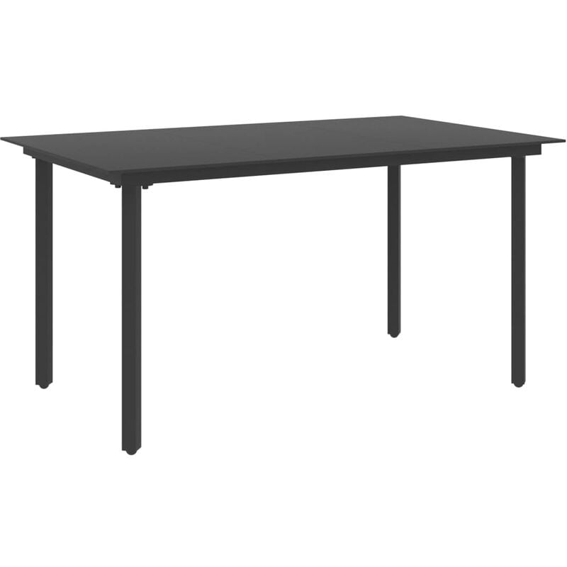 

vidaXL Mesa de comedor para jardín acero y vidrio negro 150x80x74 cm - Negro