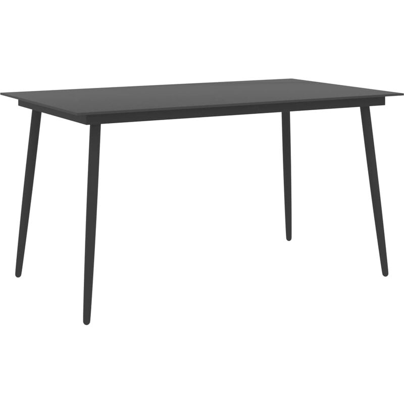

vidaXL Mesa de comedor para jardín acero y vidrio negro 150x90x74 cm - Negro