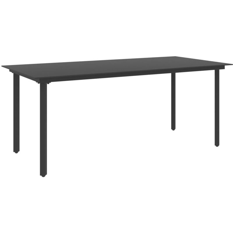 

vidaXL Mesa de comedor para jardín acero y vidrio negro 190x90x74 cm - Negro