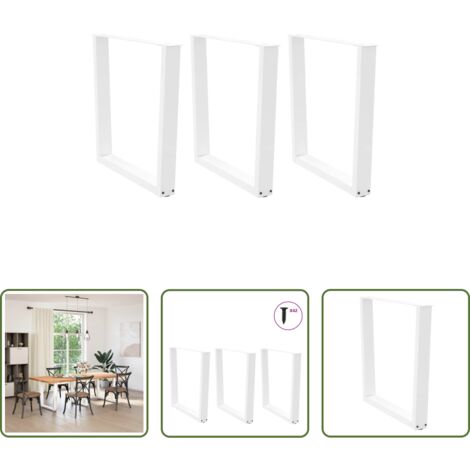 vidaXL Mesa de comedor -  Patas para mesa de comedor en forma de V (3 unidades), color blanco, 80 x (72-73,3) cm, acero