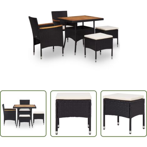 vidaXL Mesa de comedor -  Set comedor jardín 5 pzas ratán sintético y madera acacia negro