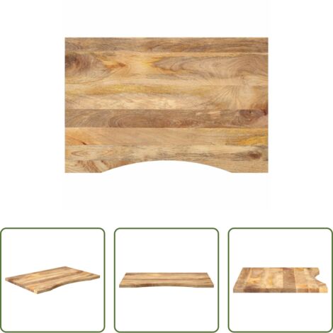 vidaXL Mesa de comedor -  Tablero de escritorio con curva madera mango rugosa 80x60x2,5cm