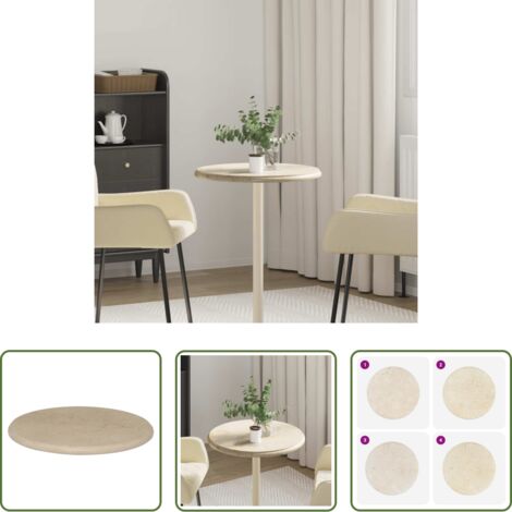 vidaXL Mesa de comedor -  Tablero para mesa mármol color crema Ø50x2,5 cm