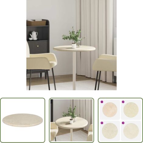 vidaXL Mesa de comedor -  Tablero para mesa mármol color crema Ø60x2,5 cm
