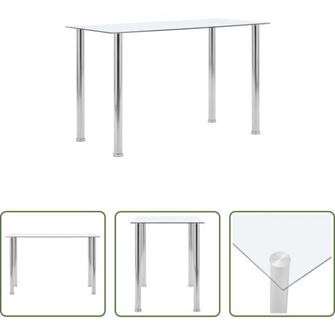vidaXL Mesa de comedor transparente -  Mesa de comedor vidrio templado transparente 120x60x75 cm