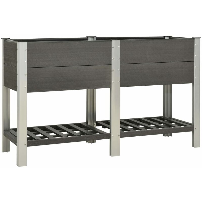 

vidaXL Mesa de cultivo para jardín con estante WPC gris 150x50x90 cm - Gris