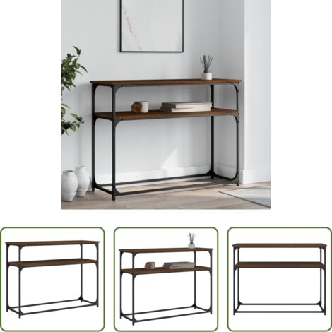 vidaXL Mesa de entrada -  Mesa consola madera de ingeniería marrón roble 100x35,5x75 cm