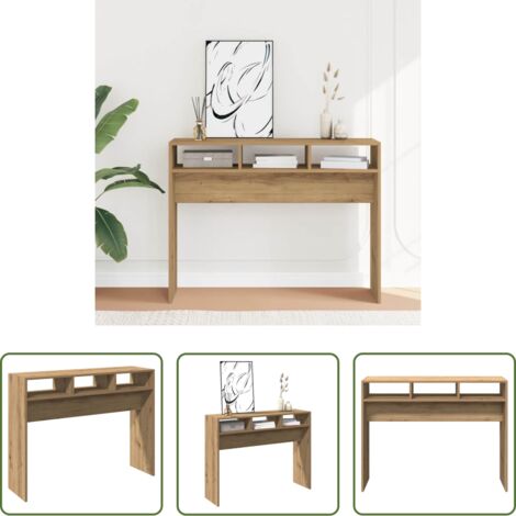 vidaXL Mesa de entrada -  Mesa consola madera de ingeniería roble artesanal 105x30x80 cm