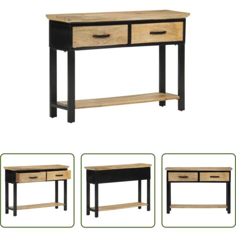 vidaXL Mesa de entrada -  Mesa consola madera maciza de mango rugosa 110x30x75 cm