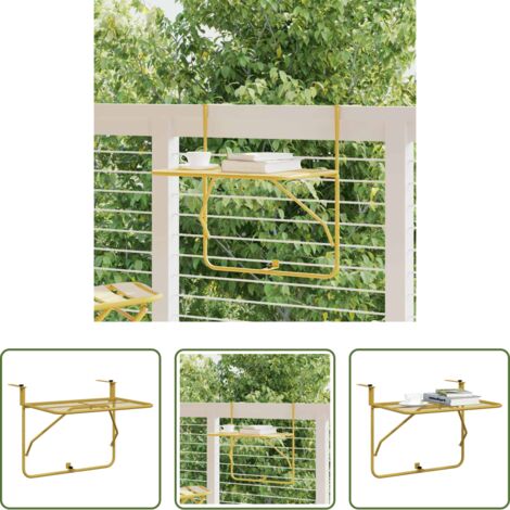 vidaXL Mesa de exterior -  Mesa de balcón acero dorado 60x40 cm