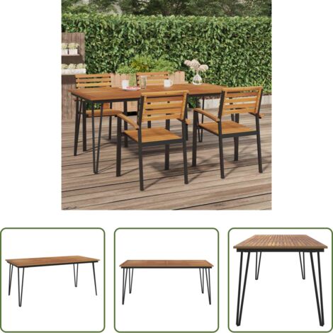 vidaXL Mesa de exterior -  Mesa de jardín con patas en U madera maciza acacia 180x90x75 cm
