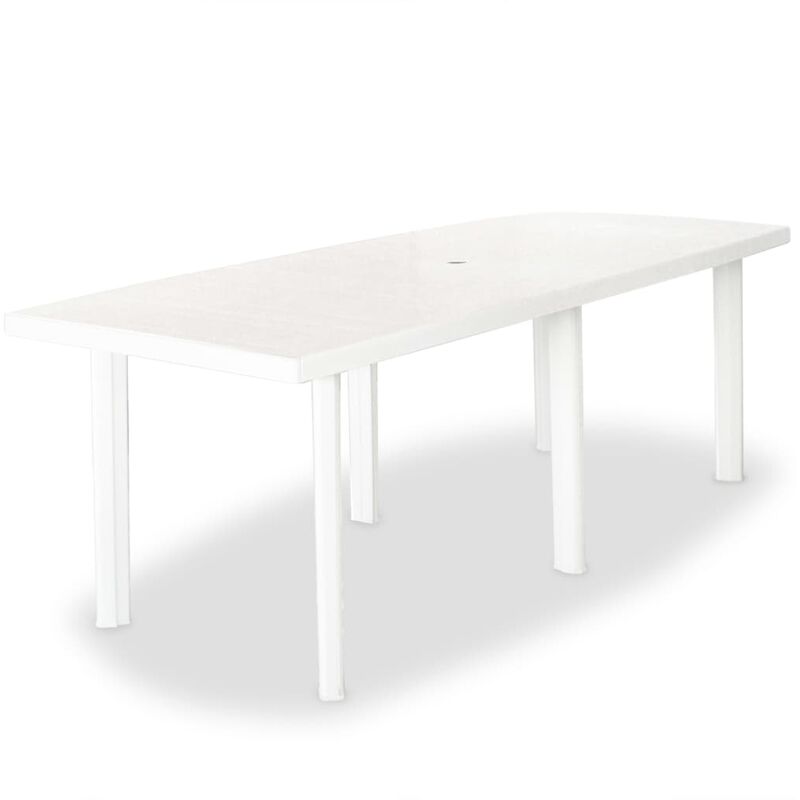 

vidaXL Mesa de jardín de plástico blanca 210x96x72 cm - Blanco