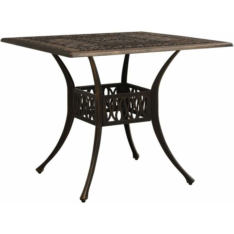 

vidaXL Mesa de jardín aluminio fundido color bronce 90x90x73 cm - Marrón