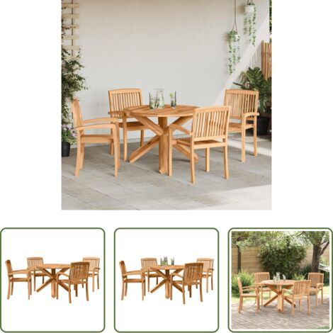 vidaXL Mesa de jardín -  Conjunto de Comedor de Jardín 3 pcs Marrón