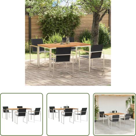 vidaXL Mesa de jardín -  Conjunto de Comedor de Jardín 5 pcs Madera de teca maciza