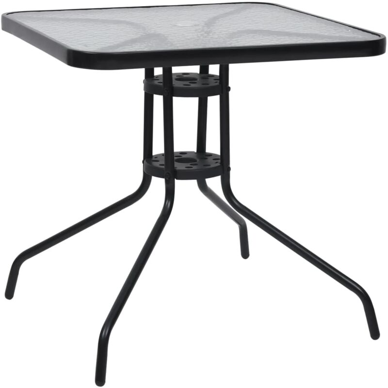 

vidaXL Mesa de jardín de acero negro 70x70x70 cm - Negro
