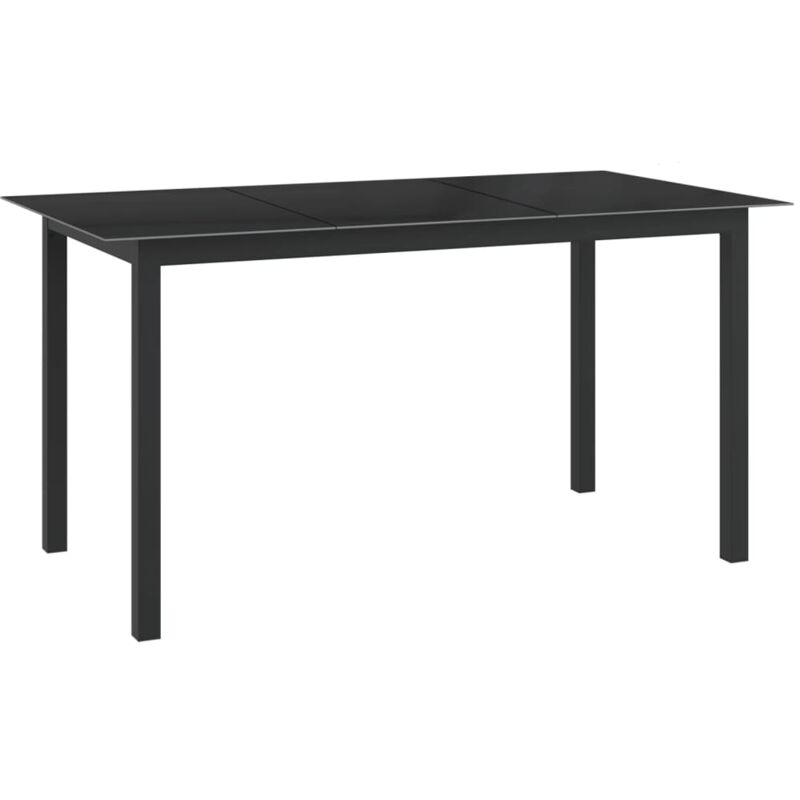 

vidaXL Mesa de jardín de aluminio y vidrio negro 150x90x74 cm - Negro