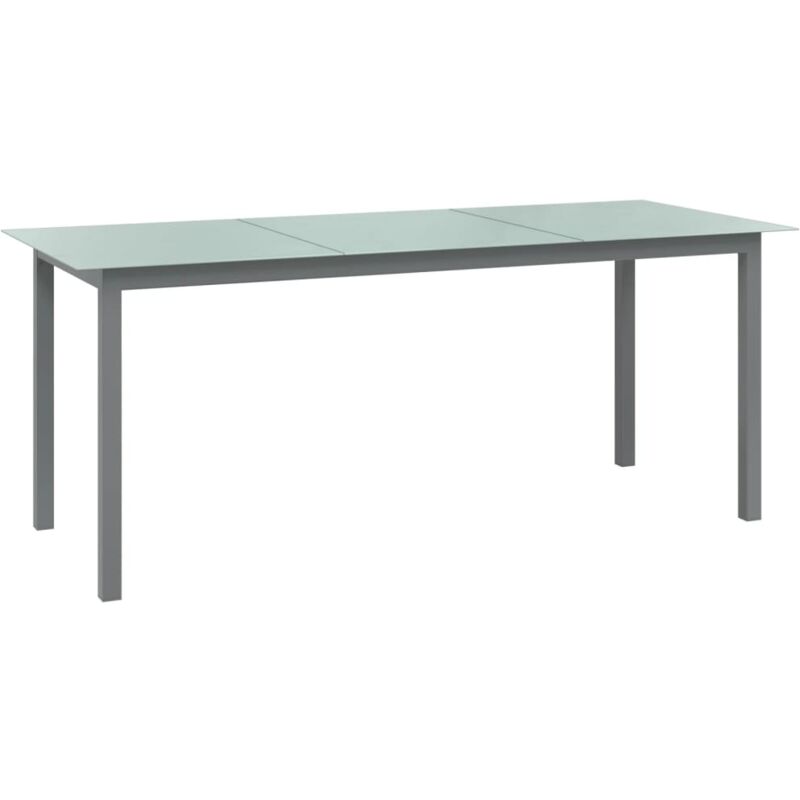 

vidaXL Mesa de jardín de aluminio y vidrio gris claro 190x90x74 cm - Gris