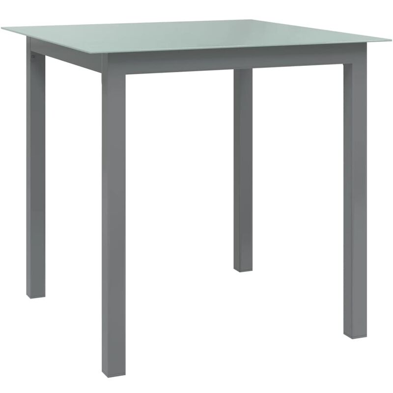 

vidaXL Mesa de jardín de aluminio y vidrio gris claro 80x80x74 cm - Gris