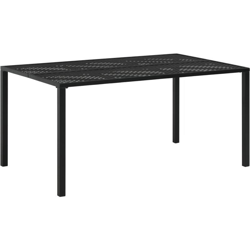 Mesa de Jardín de Acero Negro 150x90x72 cm