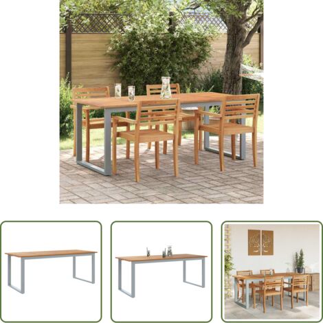 vidaXL Mesa de jardín gris -  Mesa de Jardín Gris 200 x 90 x 75 cm Madera de Acacia Sólida