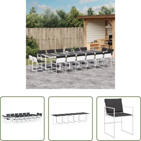 vidaXL Mesa de jardín -  Juego de comedor de jardín 17 pzas con cojines textilene blanco