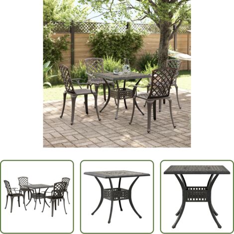 vidaXL Mesa de jardín -  Juego de comedor de jardín 5 piezas aluminio fundido bronce