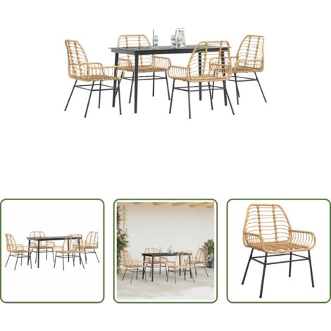 vidaXL Mesa de jardín -  Juego de comedor jardín 5 piezas ratán sintético marrón