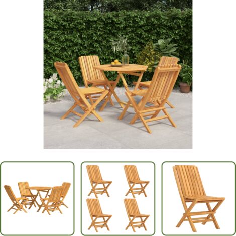 vidaXL Mesa de jardín -  Juego de comedor para jardín 5 piezas madera maciza de teca