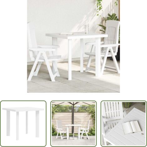 vidaXL Mesa de jardín resistente -  Mesa de jardín de plástico blanco 80x75x72 cm