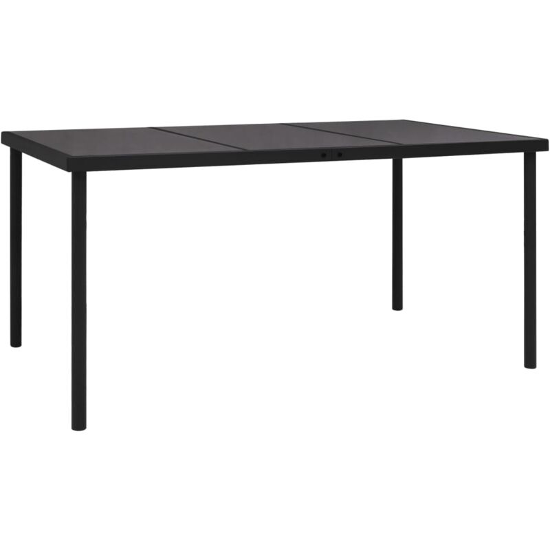 

vidaXL Mesa de jardín con superficie cristal negro 150x90x74 cm acero - Negro
