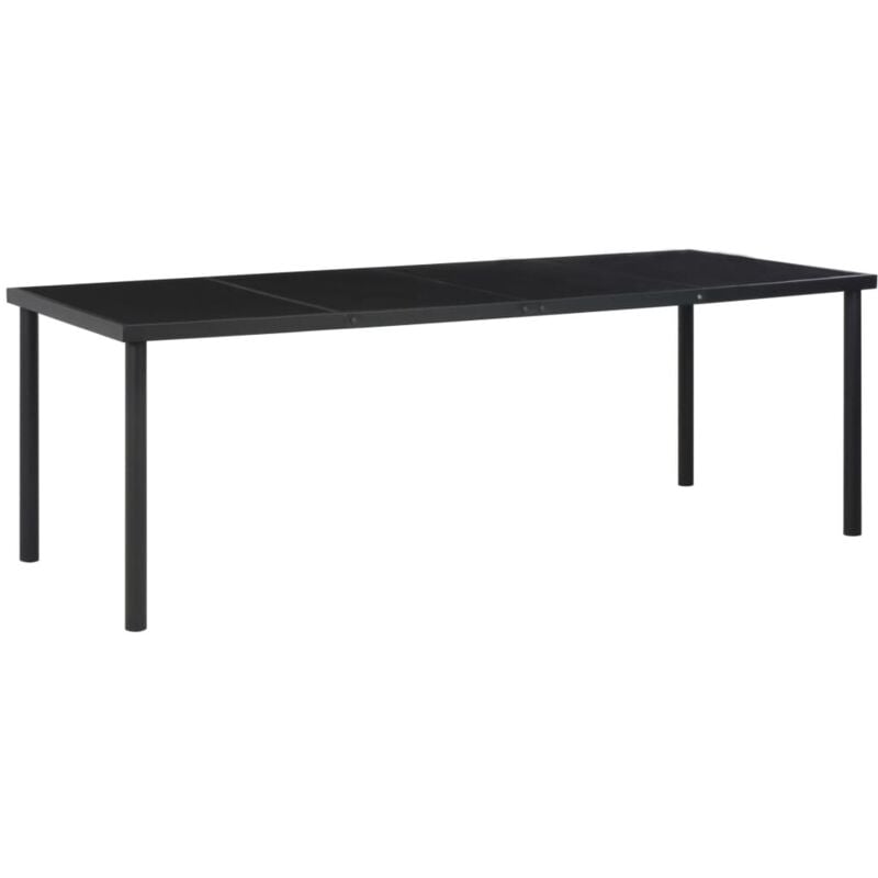 

vidaXL Mesa de jardín de jardín de acero y vidrio negra 220x90x74,5 cm - Negro