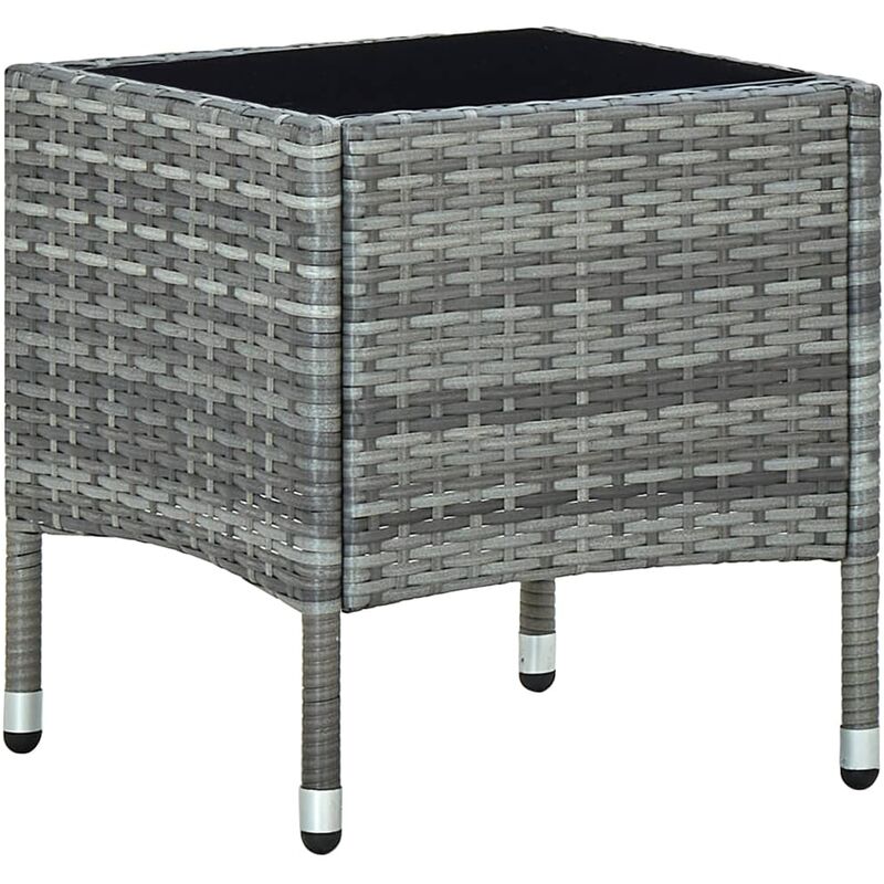

vidaXL Mesa de jardín ratán sintético gris 40x40x45 cm - Gris