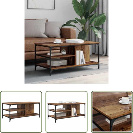 vidaXL Mesa de madera contrachapada -  Mesa de Café Madera Vieja 100 x 50 x 45 cm Madera contrachapada