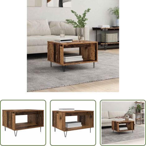 vidaXL Mesa de madera contrachapada -  Mesa de Café Madera vieja 60 x 50 x 40 cm Madera contrachapada