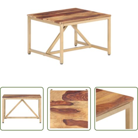 vidaXL Mesa de madera maciza -  Mesa auxiliar de madera maciza 60x60x40 cm