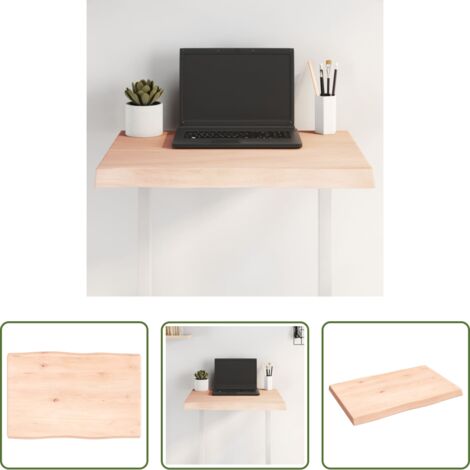 vidaXL Mesa de madera maciza -  Tablero de mesa madera maciza borde natural 60x40x(2-4) cm