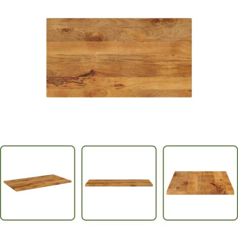 vidaXL Mesa de madera maciza -  Tablero de mesa rectangular madera maciza mango 100x70x2,5 cm