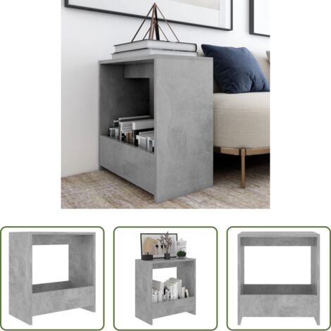 vidaXL Mesa de madera -  Mesa auxiliar de madera contrachapada gris hormigón 50x26x50 cm