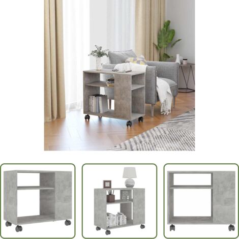 vidaXL Mesa de madera -  Mesa auxiliar de madera contrachapada gris hormigón 70x35x55 cm