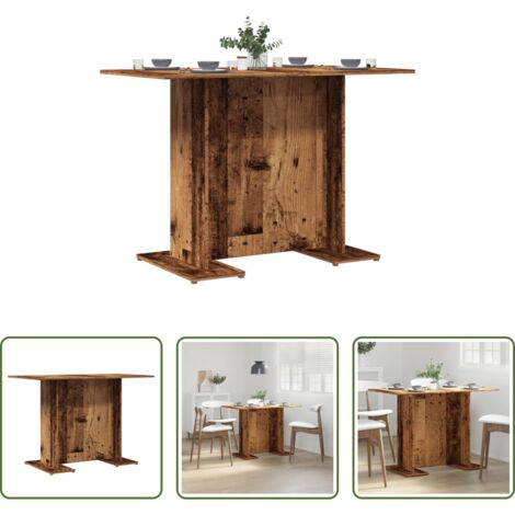 vidaXL Mesa de madera -  Mesa comedor madera ingeniería madera envejecida 110x60x75 cm