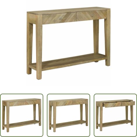 vidaXL Mesa de madera -  Mesa Consola con cajón Gris natural 110 x 30 x 80 cm