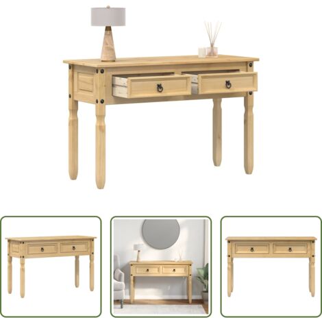 vidaXL Mesa de madera -  Mesa consola Corona madera maciza de pino 115x46x73 cm