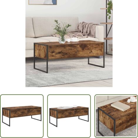 vidaXL Mesa de madera -  Mesa de Café Roble Humo 100 x 46 x 40 cm Madera contrachapada