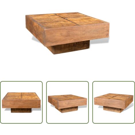 vidaXL Mesa de madera -  Mesa de centro cuadrada madera maciza de mango marrón