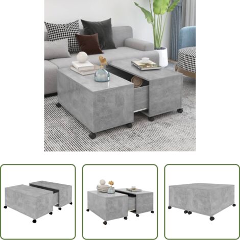 vidaXL Mesa de madera -  Mesa de centro madera contrachapada gris hormigón 75x75x38 cm