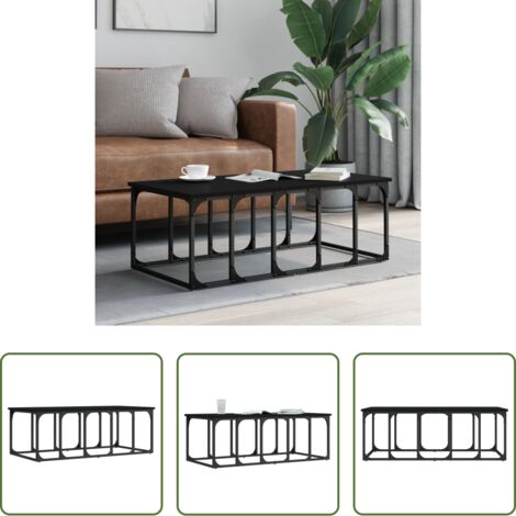 vidaXL Mesa de madera -  Mesa de centro madera de ingeniería negra 100x50x35,5 cm