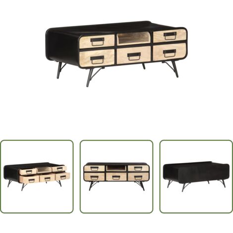 vidaXL Mesa de madera -  Mesa de centro madera maciza de mango 100x50x40 cm